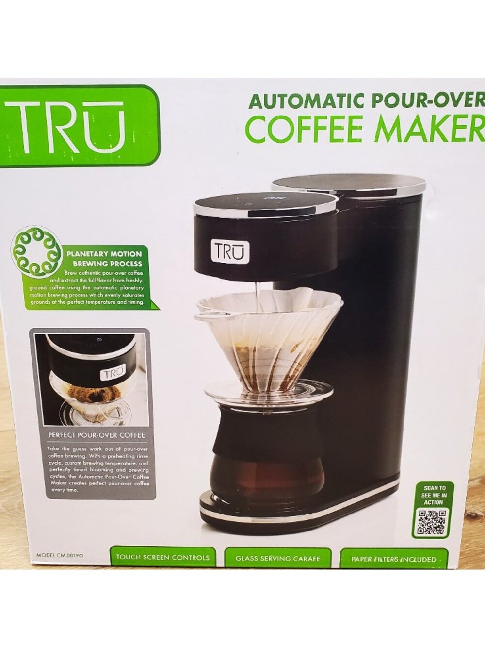 TRU Automatic Pour Over Coffee Maker w/ Digital Controls - New Glass Carafe